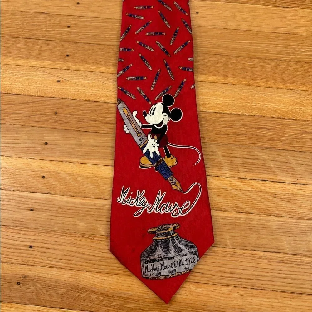 Disney Store Mickey Mouse vintage red silk tie
